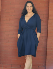 Are You Touching Me Buttery Soft Wrap Dress Midnight Navy