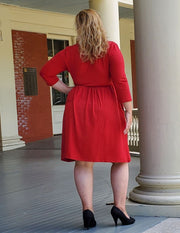 Look gorgeous with this versatile any-season faux wrap dress. This dress has a cross over bodice to give you a feminine accentuation and an elastic empire waist to give your shape a boost! The fabric is legit buttery soft. There is no exaggeration here!   The length is absolutely perfect at the knee making it an "anywhere / anytime" dress. You can dress up or dress down this piece by adding some heels or wedges or even flip flops.    pssst....surprise! There's pockets.