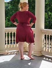 Are You Touching Me Buttery Soft Wrap Dress Deep Burgundy