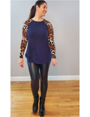 Meow I'm a Leopard Silky Smooth Premium Top Navy