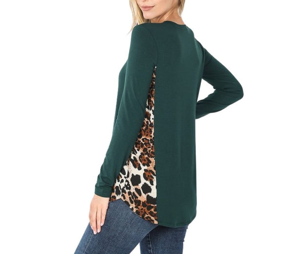Hiding In The Forest Leopard Silky Smooth Premium Top Hunter Green