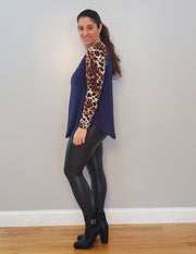Meow I'm a Leopard Silky Smooth Premium Top Navy