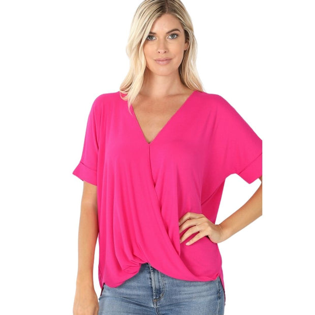 Spring Is Here V Neck Blouse Hot Pink
