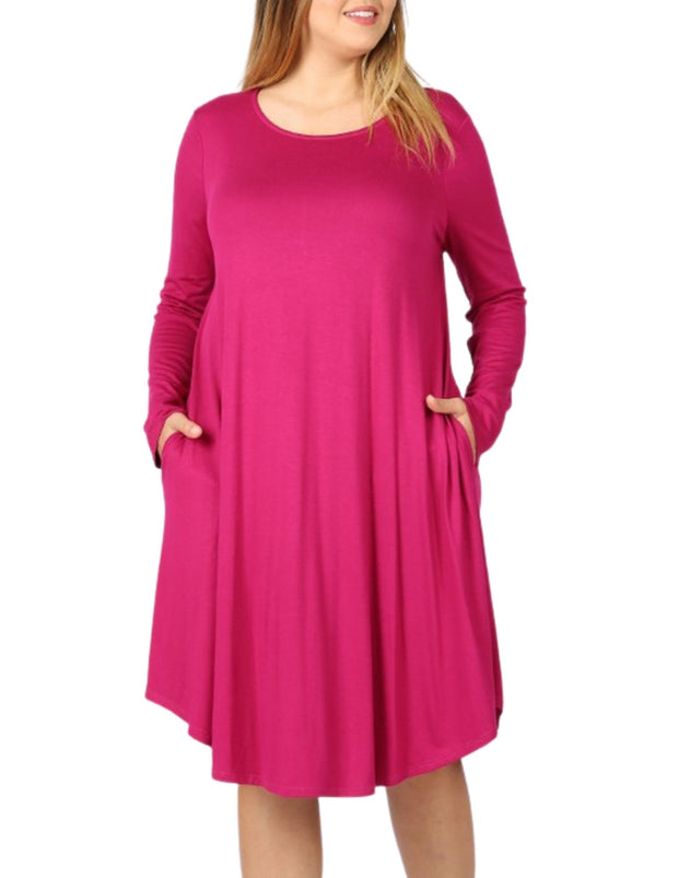 Curve I'm So Flattered You're Looking at Me A Line Dress Magenta Plus Size