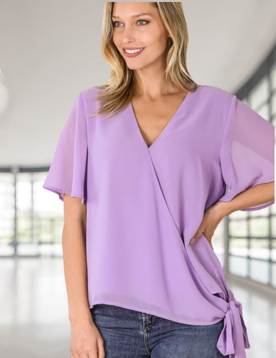 Cut Ties With Your Boring Top V-Neck Chiffon Blouse Lavender