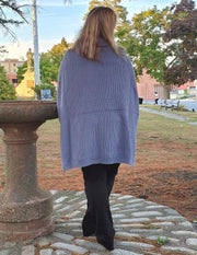 Curve My Everyday Superhero Cape Poncho Style Sweater Light Gray Blue - Cement