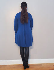 Turn Down My Mock Neck For What? Long Sleeve Premium Dress Brilliant Sapphire