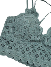 Secret Romance Fine Crocheted Lace Bralette Curve Dusty Mauve