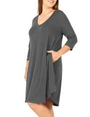 Curve I'm So Flattered You're Looking at Me A Line Dress Ash Gray V Neck Plus Size