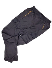 Sultry Satin Black Cargo Jogger Pants