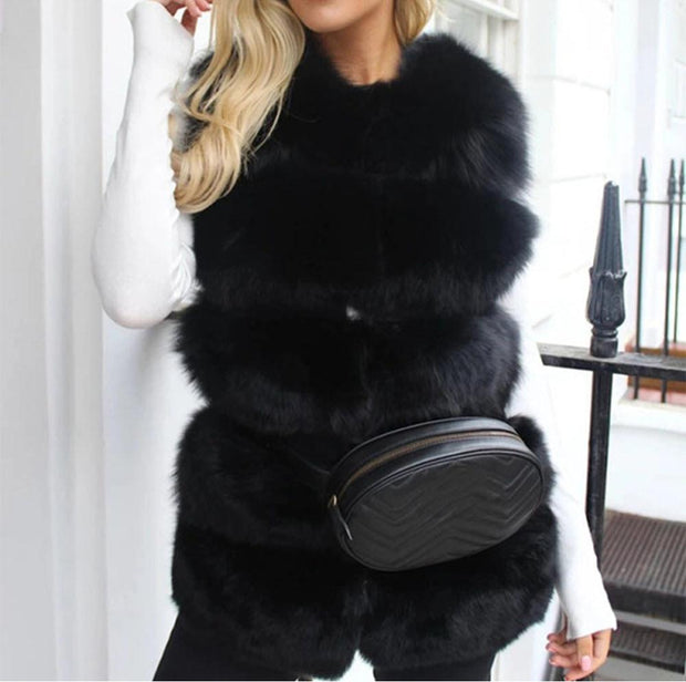 Keep Me Warm Vegan Faux Fur Vest Soft Black