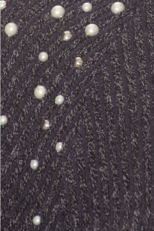 Pearl Shoulder Dolman Sweater - Navy